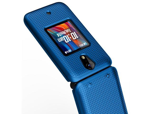 Cobalt Blue Grid Texture Hard Shell Case Cover for Schok Flip Phone (2022)