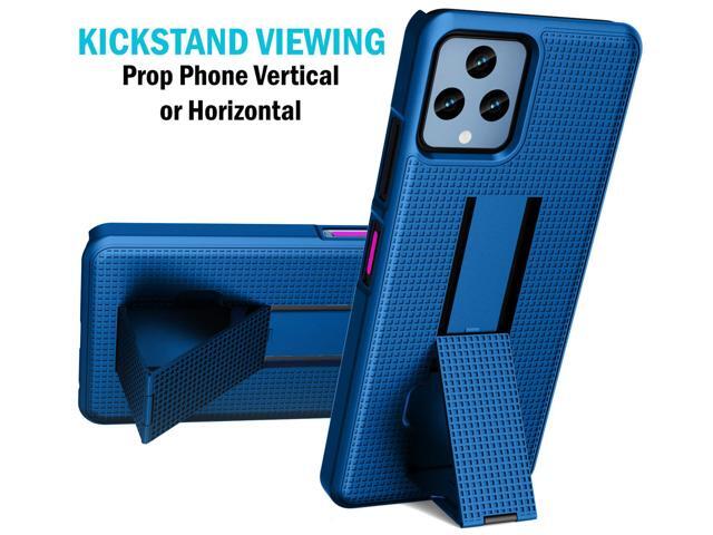 Blue Grid Texture Slim Case Cover Stand for T-Mobile REVVL 6 5G / REVVL 6X 5G