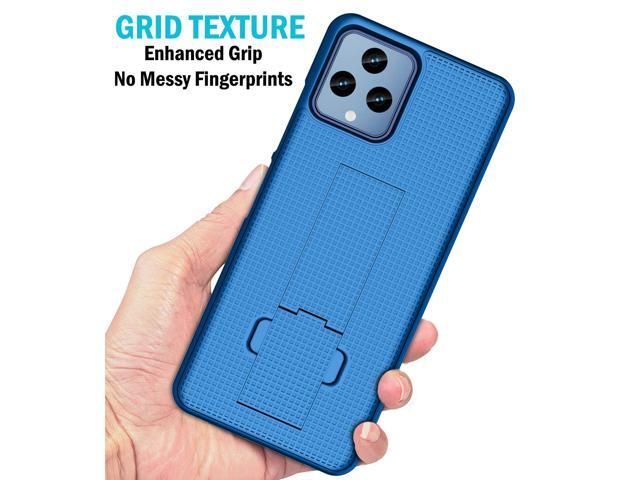 Blue Grid Texture Slim Case Cover Stand for T-Mobile REVVL 6 5G / REVVL 6X 5G