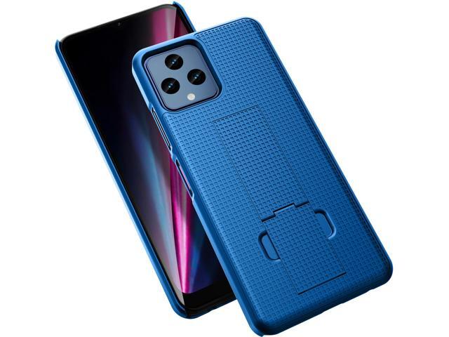 Blue Grid Texture Slim Case Cover Stand for T-Mobile REVVL 6 5G / REVVL 6X 5G