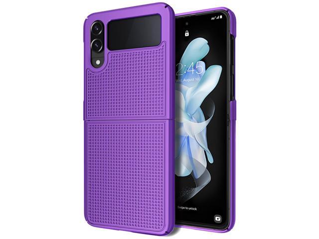 Purple Grid Textured Hard Case Slim Phone Cover for Samsung Galaxy Z Flip 4 5G