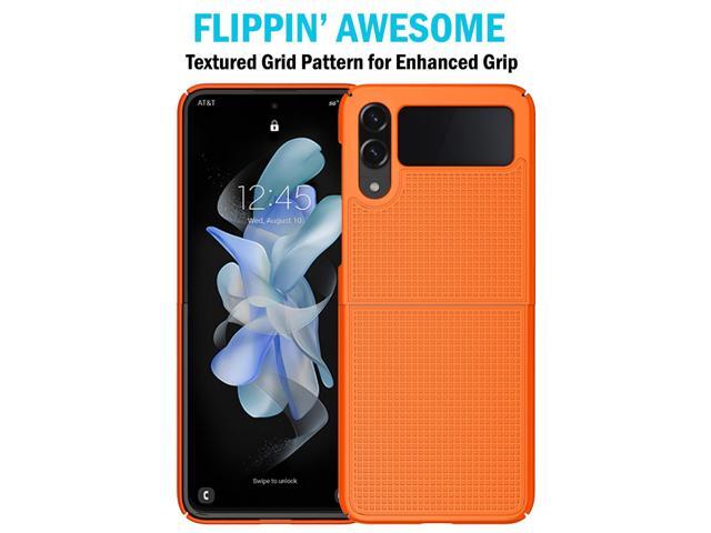 Bright Orange Hard Case Cover and Belt Clip for Samsung Galaxy Z Flip 4 5G Phone