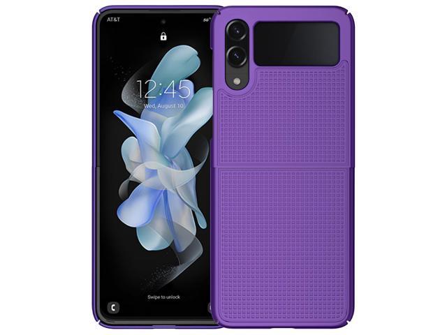 Purple Grid Textured Hard Case Slim Phone Cover for Samsung Galaxy Z Flip 4 5G