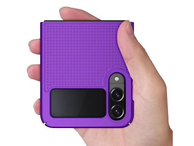 Purple Grid Textured Hard Case Slim Phone Cover for Samsung Galaxy Z Flip 4 5G