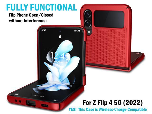 Red Grid Textured Hard Case Slim Cover for Samsung Galaxy Z Flip 4 5G SM-F721