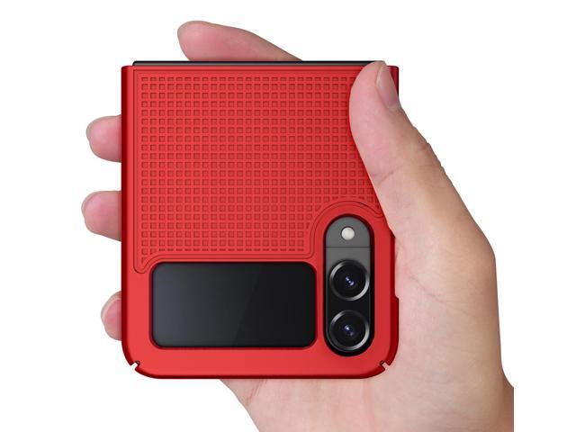 Red Grid Textured Hard Case Slim Cover for Samsung Galaxy Z Flip 4 5G SM-F721