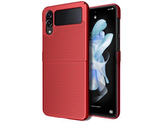 Red Grid Textured Hard Case Slim Cover for Samsung Galaxy Z Flip 4 5G SM-F721