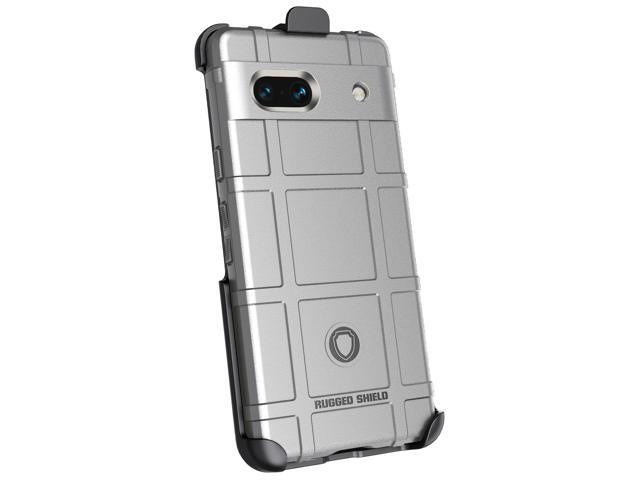 Gray Rugged Shield Case Cover and Belt Clip Holster for Google Pixel 7A (2023)