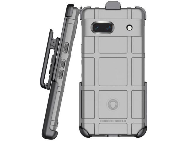 Gray Rugged Shield Case Cover and Belt Clip Holster for Google Pixel 7A (2023)