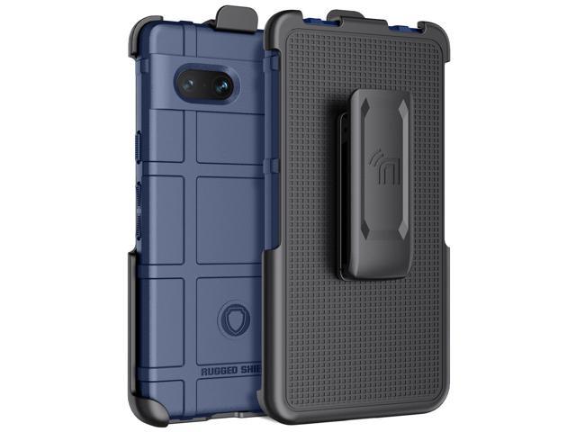 Navy Blue Matte Rugged Case Cover Belt Clip Holster for Google Pixel 7A (2023)