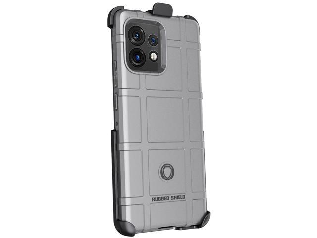 Gray Rugged Shield Case Cover and Belt Clip Holster for Motorola Edge Plus 2023