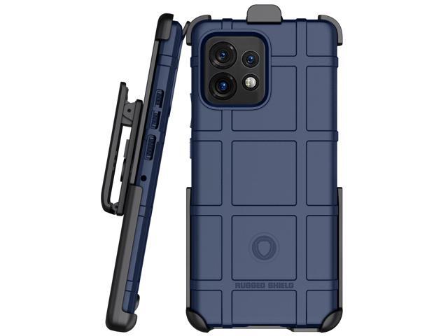 Navy Blue Matte Rugged Case Cover Belt Clip Holster for Motorola Edge Plus 2023