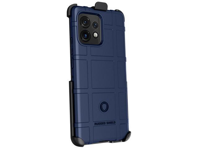 Navy Blue Matte Rugged Case Cover Belt Clip Holster for Motorola Edge Plus 2023