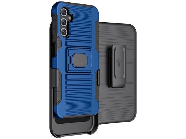 Blue Rugged Case Stand and Belt Clip Holster for Samsung Galaxy A14 5G Phone