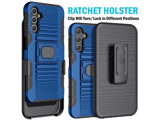 Blue Rugged Case Stand and Belt Clip Holster for Samsung Galaxy A14 5G Phone