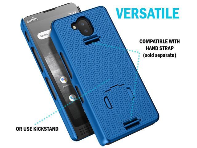 Blue Grid Texture Slim Hard Case Cover Stand for Sonim XP10 5G Phone (XP9900)