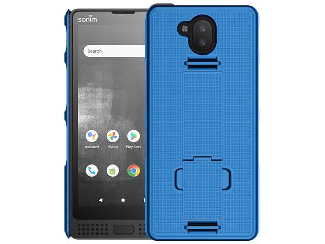 Blue Grid Texture Slim Hard Case Cover Stand for Sonim XP10 5G Phone (XP9900)