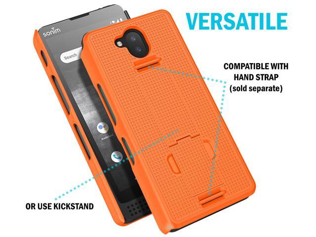 Bright Orange Grid Texture Slim Hard Case Cover Stand for Sonim XP10 5G (XP9900)