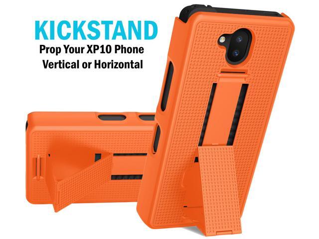 Bright Orange Kickstand Case + Hand Strap + Belt Clip for Sonim XP10 5G (XP9900)