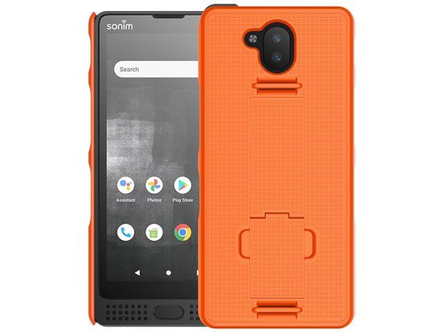 Bright Orange Grid Texture Slim Hard Case Cover Stand for Sonim XP10 5G (XP9900)