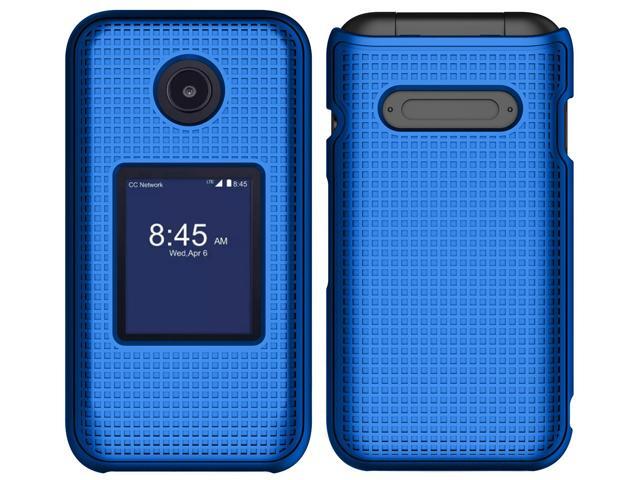 Cobalt Blue Grid Texture Hard Case for Consumer Cellular Verve Snap Flip Phone