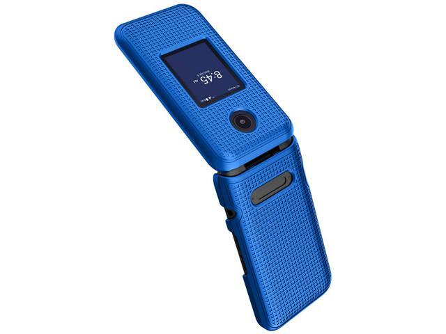 Cobalt Blue Grid Texture Hard Case for Consumer Cellular Verve Snap Flip Phone