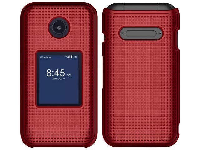 Red Grid Texture Slim Hard Case for Consumer Cellular Verve Snap Flip Phone