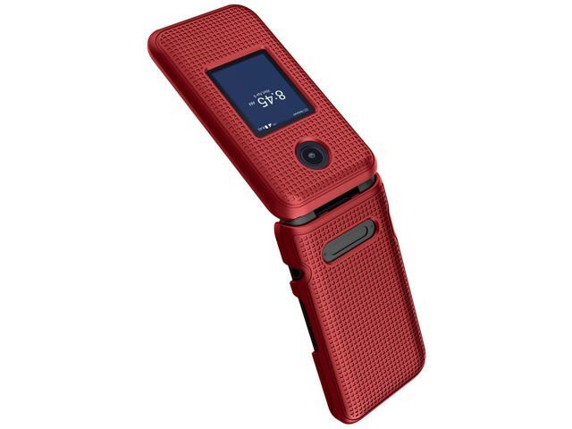 Red Grid Texture Slim Hard Case for Consumer Cellular Verve Snap Flip Phone