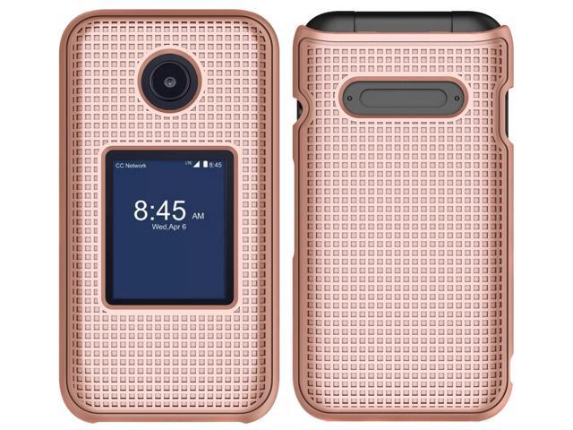 Rose Gold Pink Grid Texture Hard Shell Case Cover for Verve Snap Flip Phone