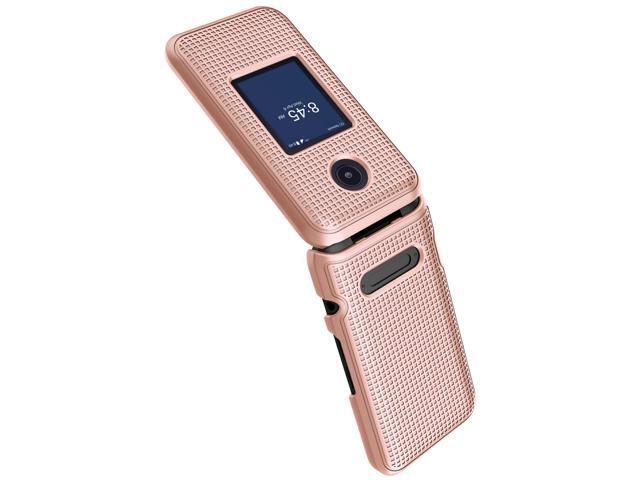 Rose Gold Pink Grid Texture Hard Shell Case Cover for Verve Snap Flip Phone