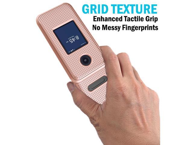 Rose Gold Pink Grid Texture Hard Shell Case Cover for Verve Snap Flip Phone
