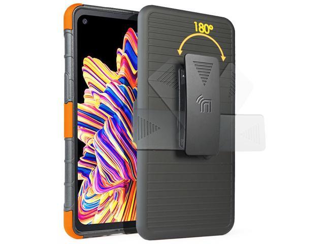 Orange Rugged Case Stand and Belt Clip for Samsung Galaxy XCover Pro (SM-G715)