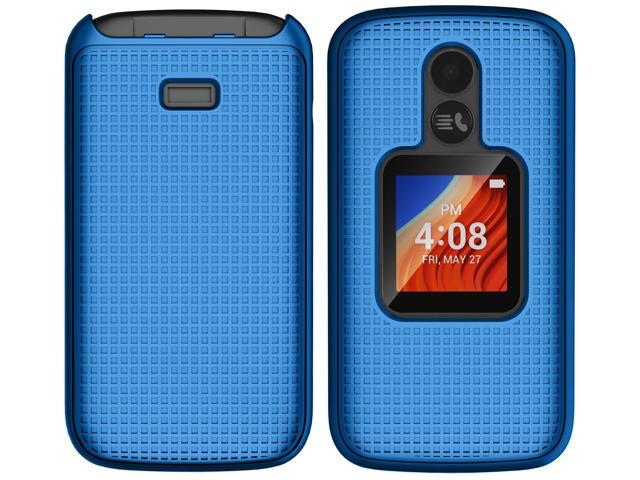 Blue Grid Texture Hard Shell Case Cover for Alcatel TCL Flip 2 Phone (T408DL)