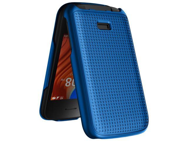 Blue Grid Texture Hard Shell Case Cover for Alcatel TCL Flip 2 Phone (T408DL)
