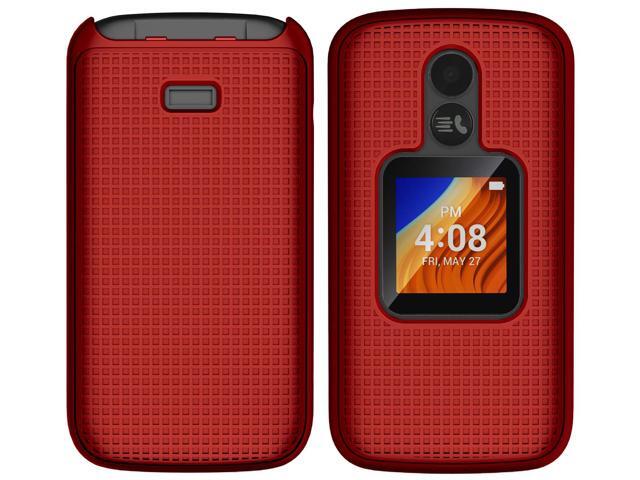 Red Grid Texture Hard Shell Case Cover for Alcatel TCL Flip 2 Phone (T408DL)