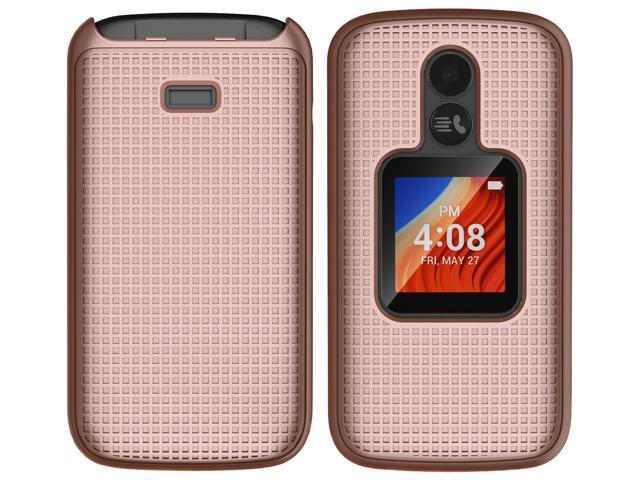Rose Gold Pink Textured Hard Case Cover for Alcatel TCL Flip 2 Phone (T408DL)
