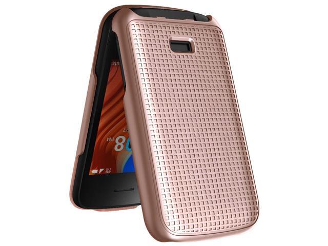 Rose Gold Pink Textured Hard Case Cover for Alcatel TCL Flip 2 Phone (T408DL)