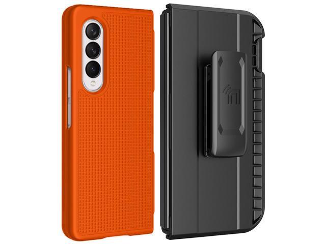 Bright Orange Case + Holster Belt Clip with S Pen Holder for Galaxy Z Fold 3