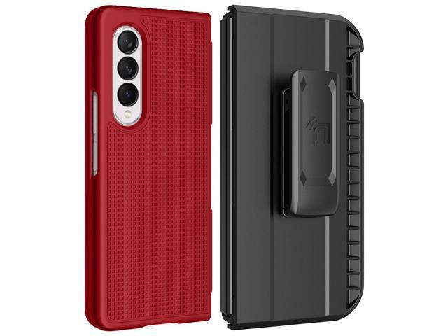 Red Case + Holster Belt Clip with S Pen Holder for Samsung Galaxy Z Fold 3