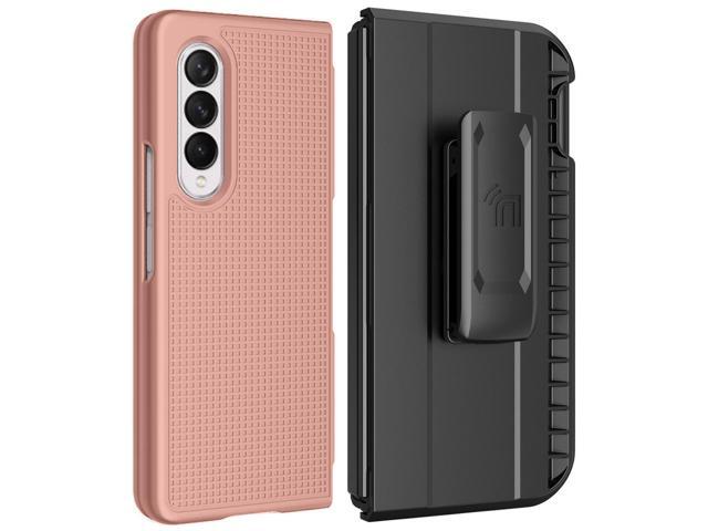 Rose Gold Case + Holster Belt Clip with S Pen Holder for Samsung Galaxy Z Fold 3
