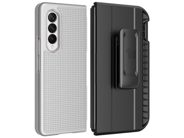 Pearl White Case + Holster Belt Clip with S Pen Holder for Galaxy Z Fold 3