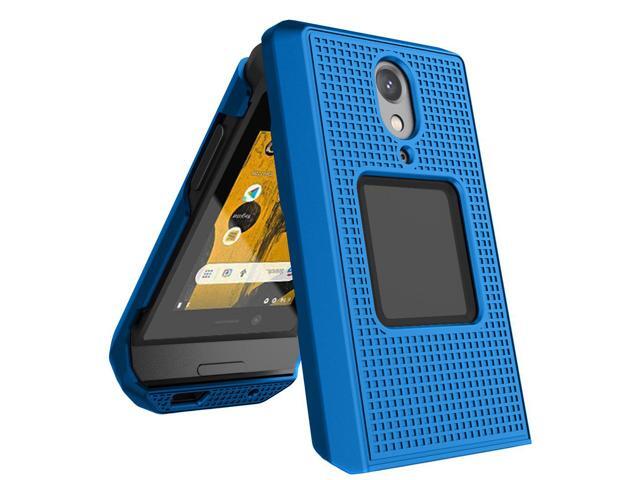 Blue Grid Texture Slim Hard Shell Case Protector Cover for CAT S22 Flip Phone