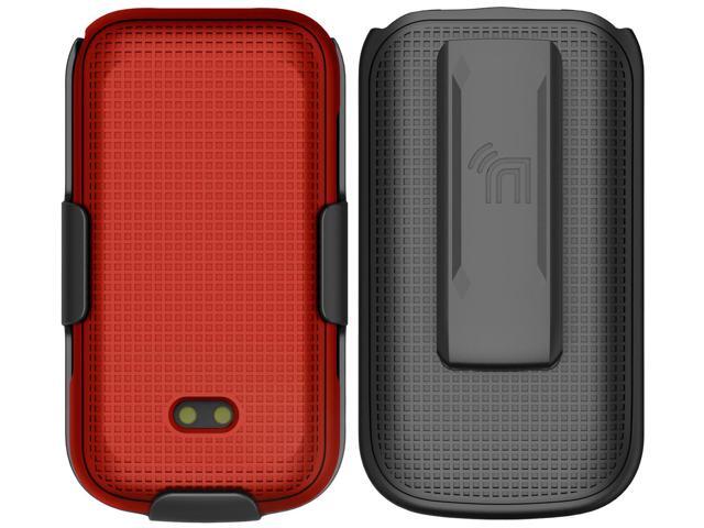 Red Hard Case and Belt Clip Holster Combo for Sonim XP3 Plus 4G (XP3900)