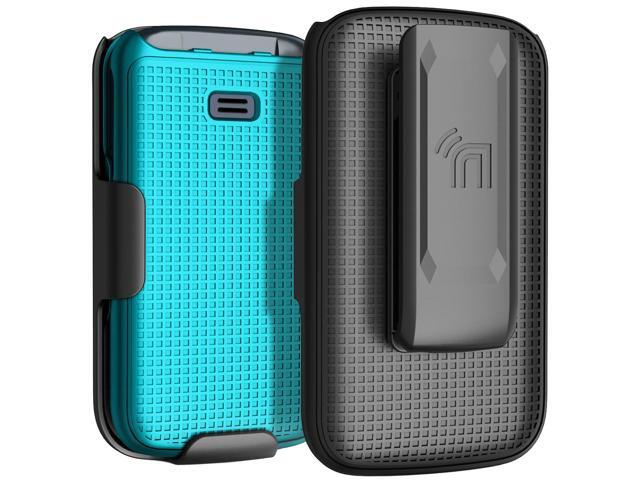 Teal Mint Grid Case Hard Cover and Belt Clip for Alcatel Go Flip 4, TCL FLIP Pro
