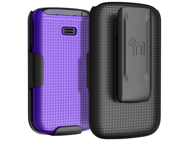Purple Grid Case Hard Cover and Belt Clip for Alcatel Go Flip 4, TCL FLIP Pro