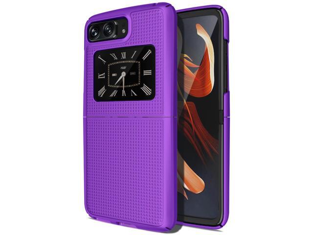 Purple Grid Textured Hard Case Slim Phone Cover for Motorola RAZR3 5G (2022)