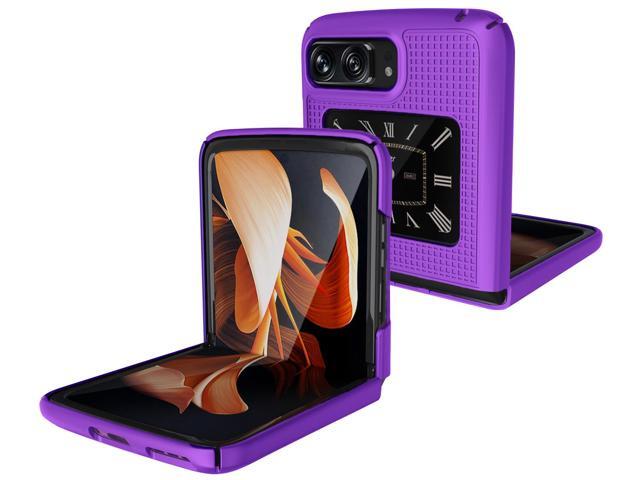 Purple Grid Textured Hard Case Slim Phone Cover for Motorola RAZR3 5G (2022)
