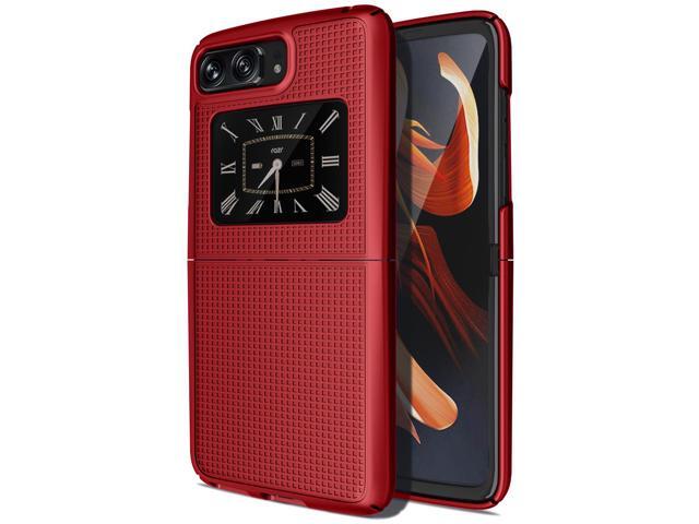 Red Grid Textured Hard Case Slim Phone Cover for Motorola RAZR 3 5G (2022)