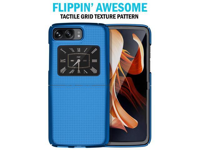Cobalt Blue Textured Hard Case Slim Phone Cover for Motorola RAZR 3 5G (2022)