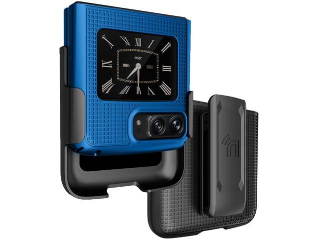 Cobalt Blue Hard Case Cover and Belt Clip Holster for Motorola RAZR 3 5G (2022)